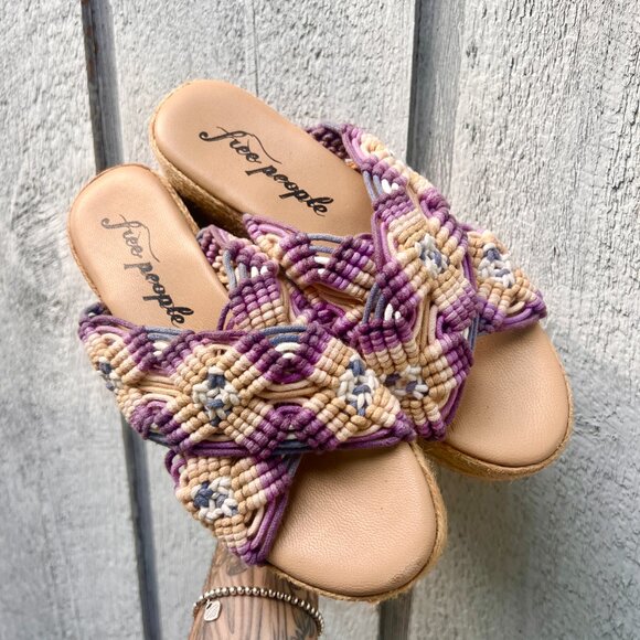 FREE PEOPLE Highline Platform Purple Espadrille Sandals Women’s Size 37 / 6.5 - Picture 2 of 8